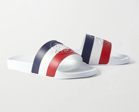 Moncler Basille Embossed Logo Stripe Sliders 
