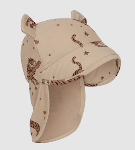 Aster Tiger Print Bear Ear Swim Sun Hat